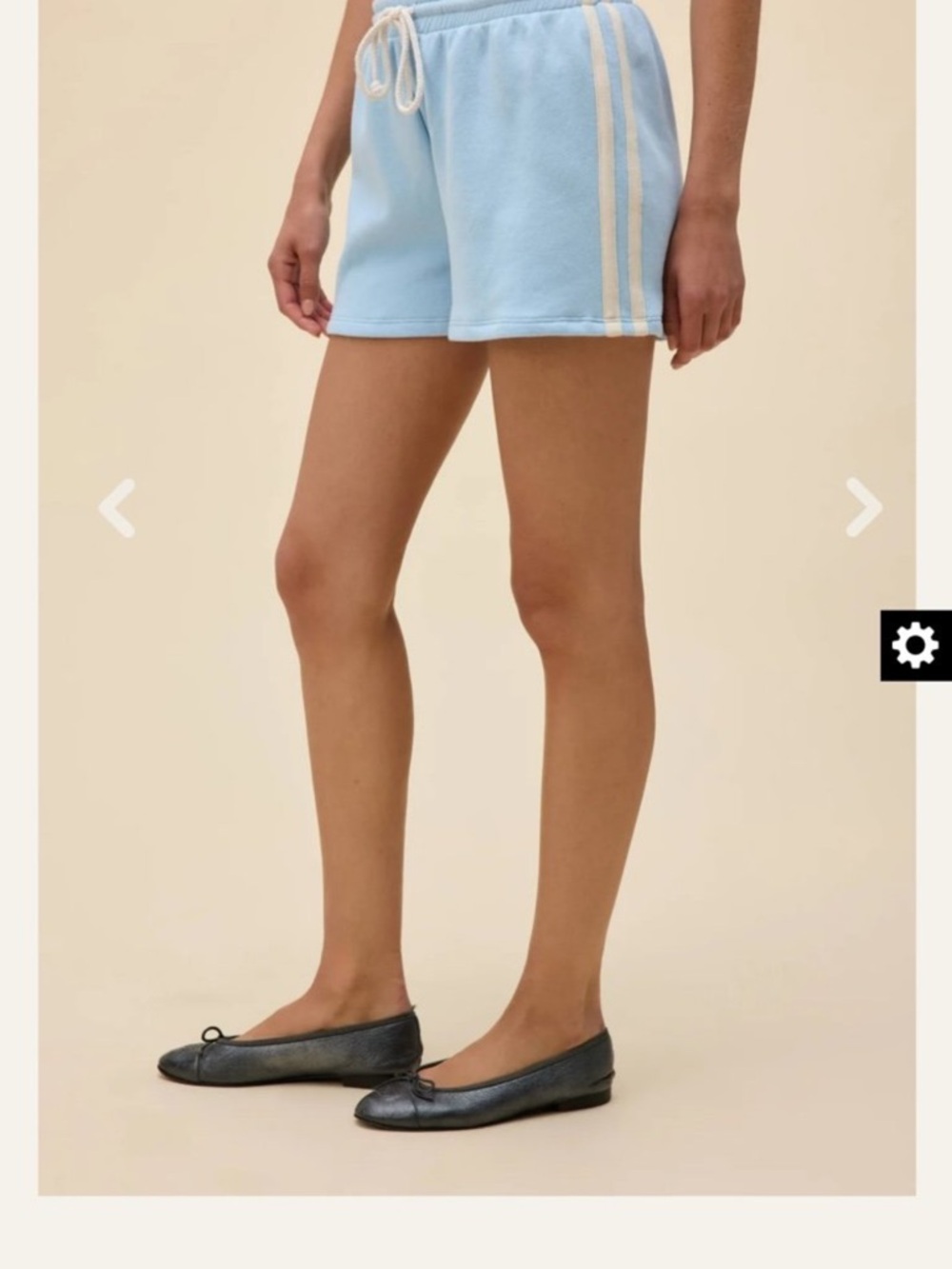 Daydreamer Light Blue Athletic Shorts with Cream Side Stripes